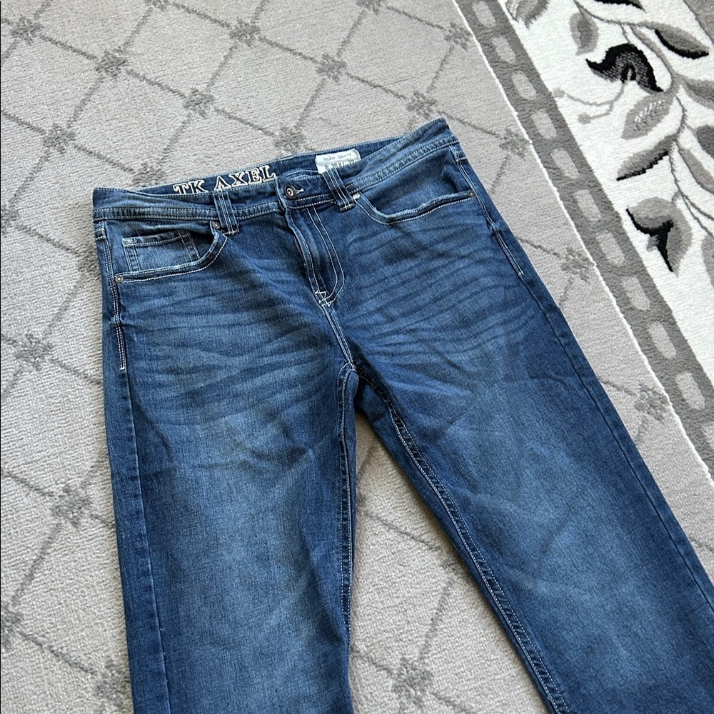 TK Axle Men's Straight Fit Button Fly Dark Blue Denim Jeans SEE MEASUREMENTS